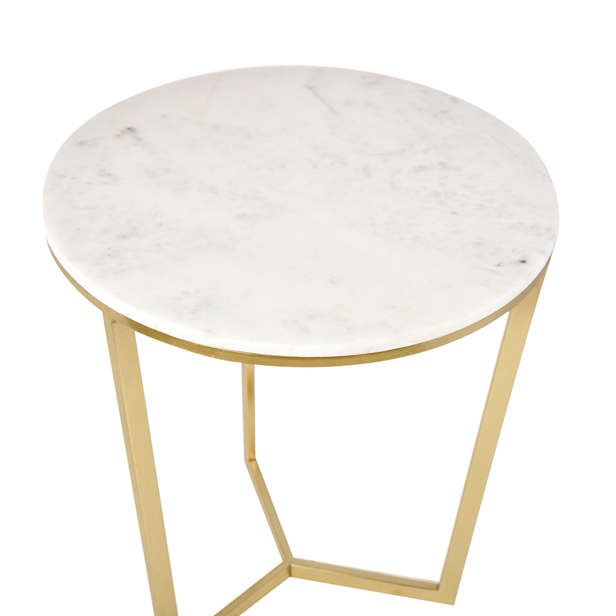 Round Coffee Table Gold and White Finish 21 inches Tall