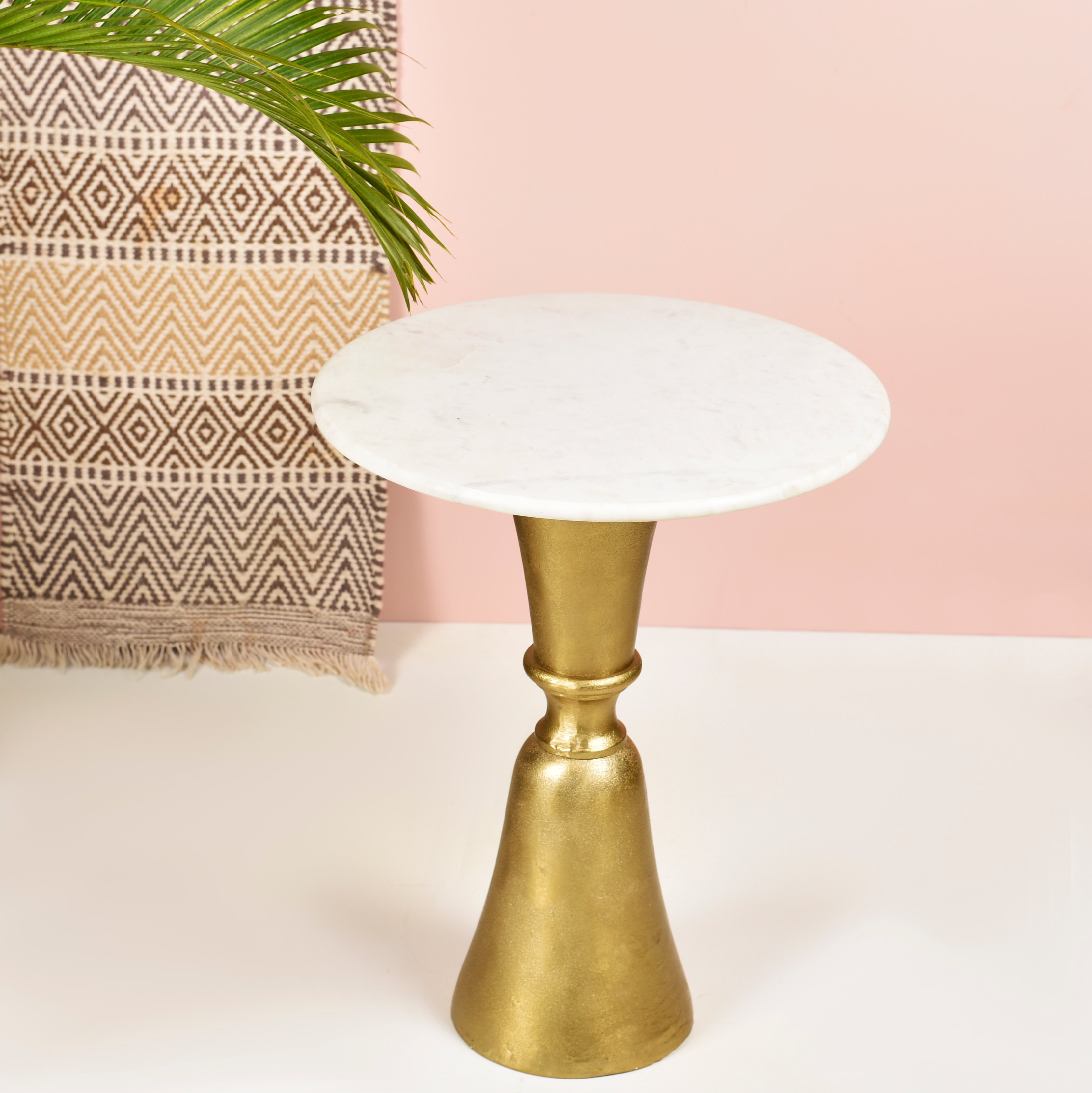 Hourglass Side Table Gold Finish 19 inches Tall