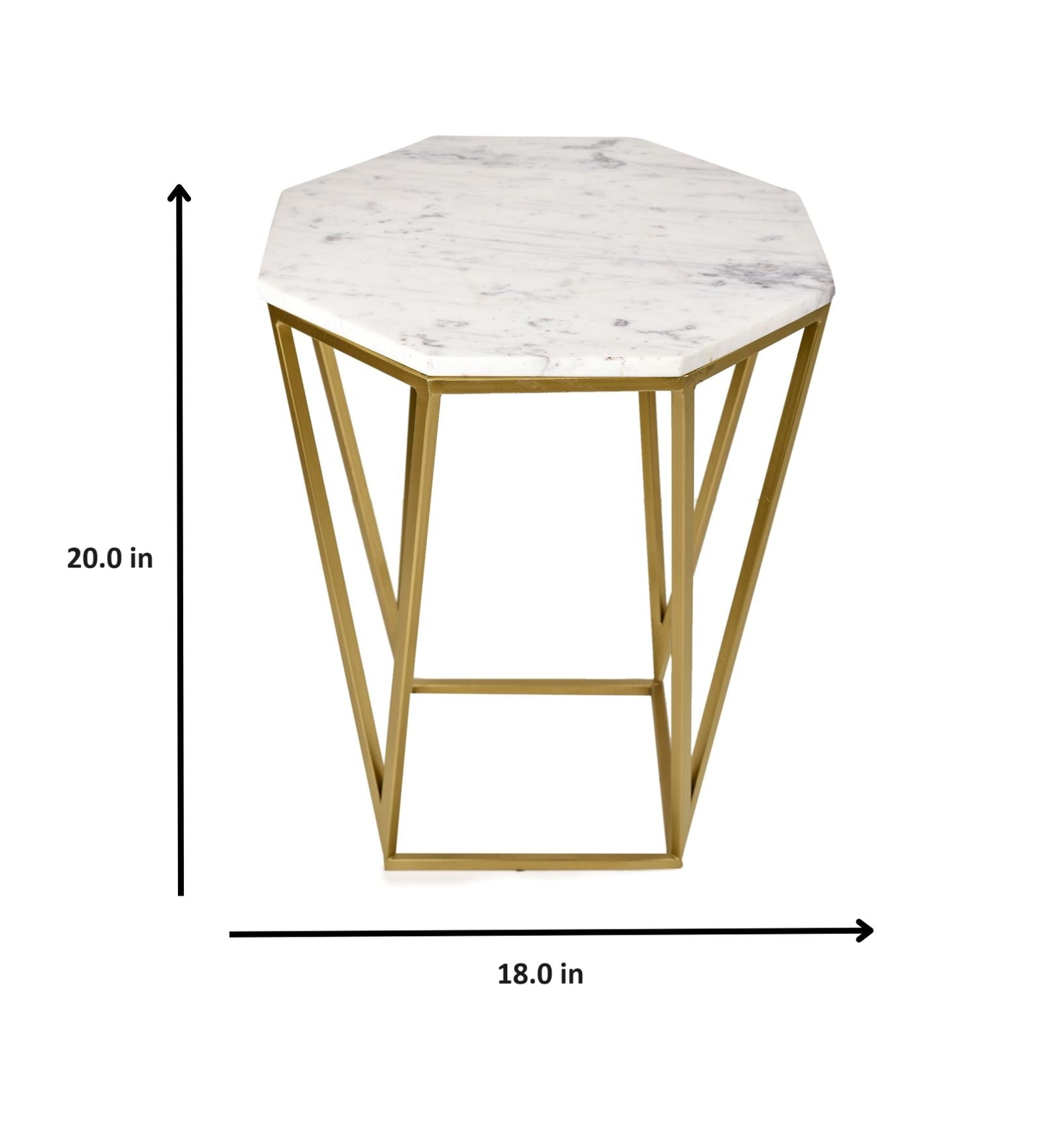 Signum Marble Hexagon Shaped End Accent Table