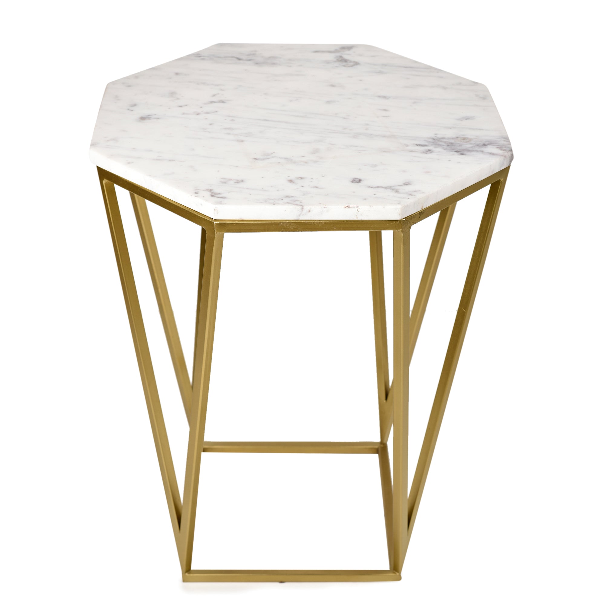 Signum Marble Hexagon Shaped End Accent Table 17x17x19 inches