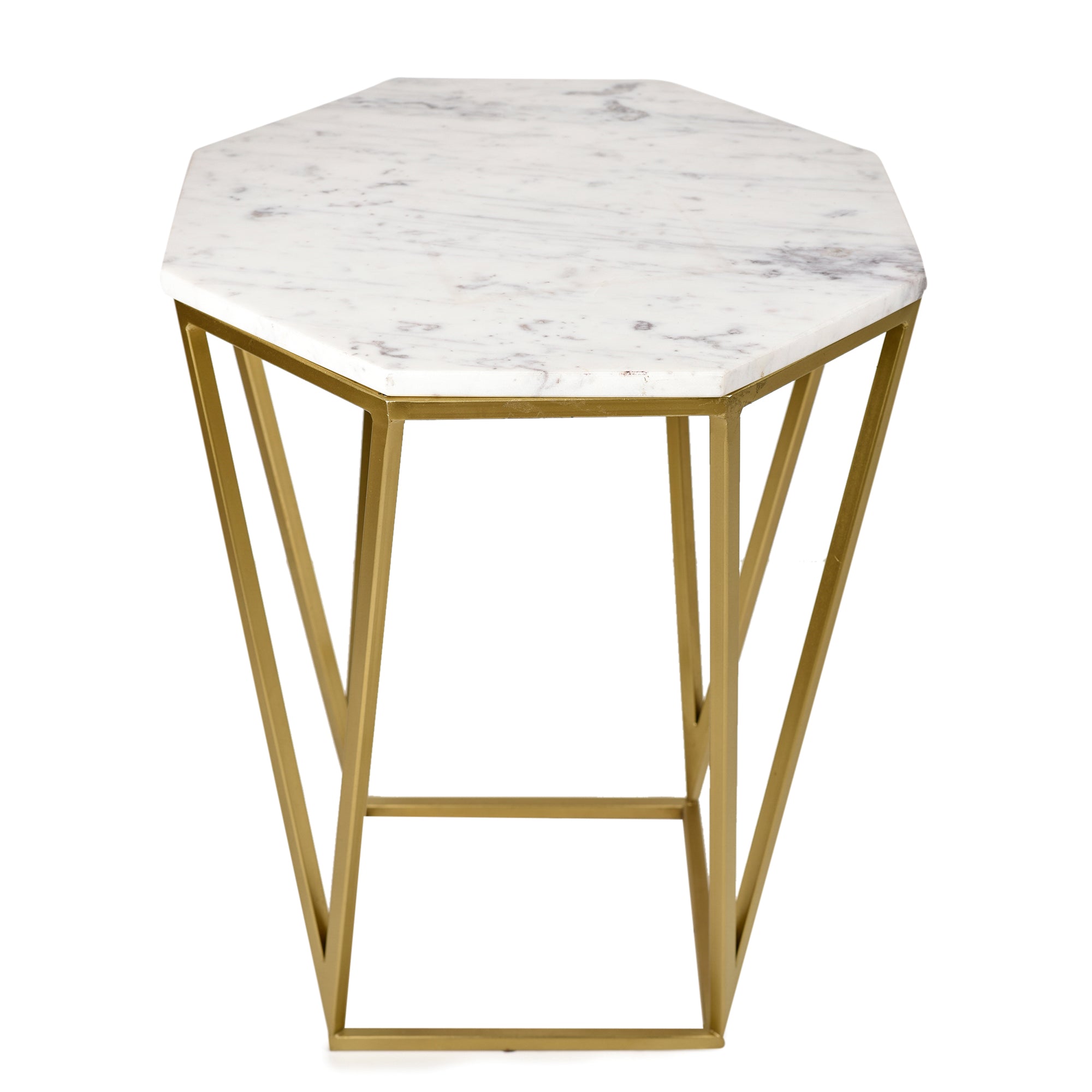 Signum Marble Hexagon Shaped End Accent Table