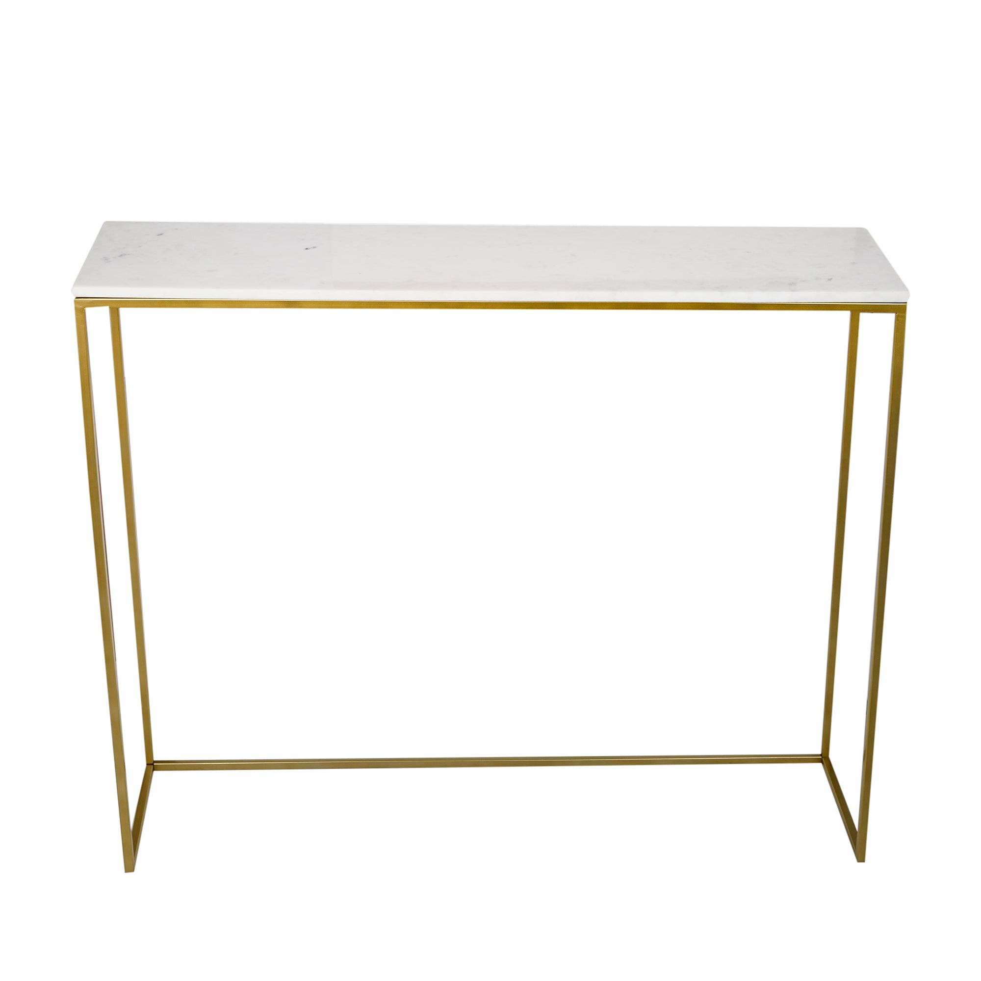 Nested Console Table Set of 2 Marble Top Gold Finish Legs 35 Inches Long