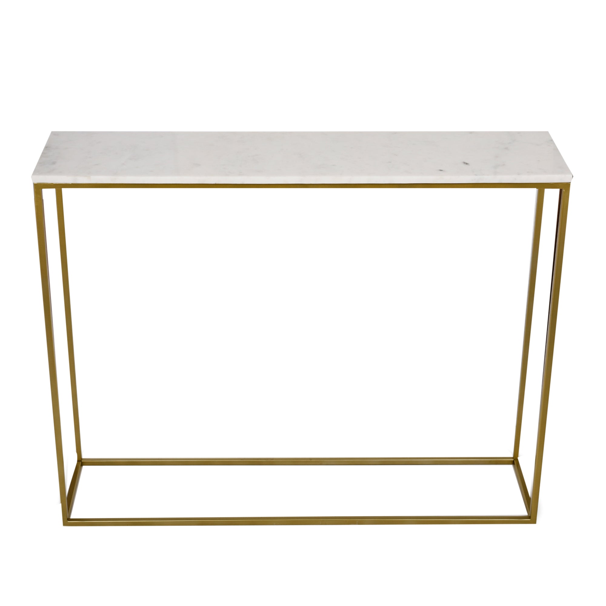 Nested Console Table Set of 2 Marble Top Gold Finish Legs 35 Inches Long