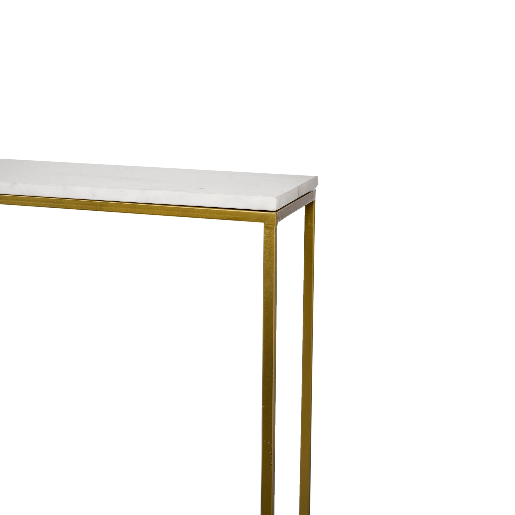 Nested Console Table Set of 2 Marble Top Gold Finish Legs 35 Inches Long
