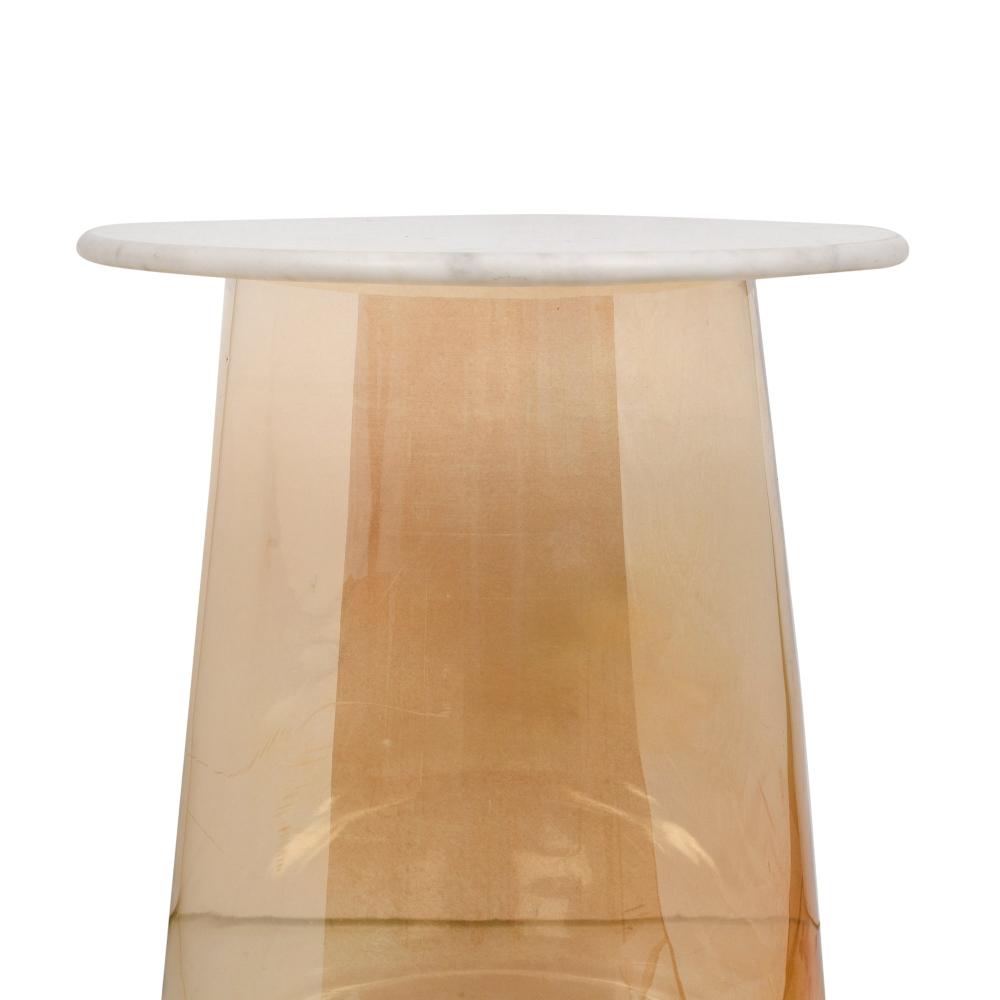 Luster Glass Bottom with Marble Top Accent Side Table 20 inches Tall