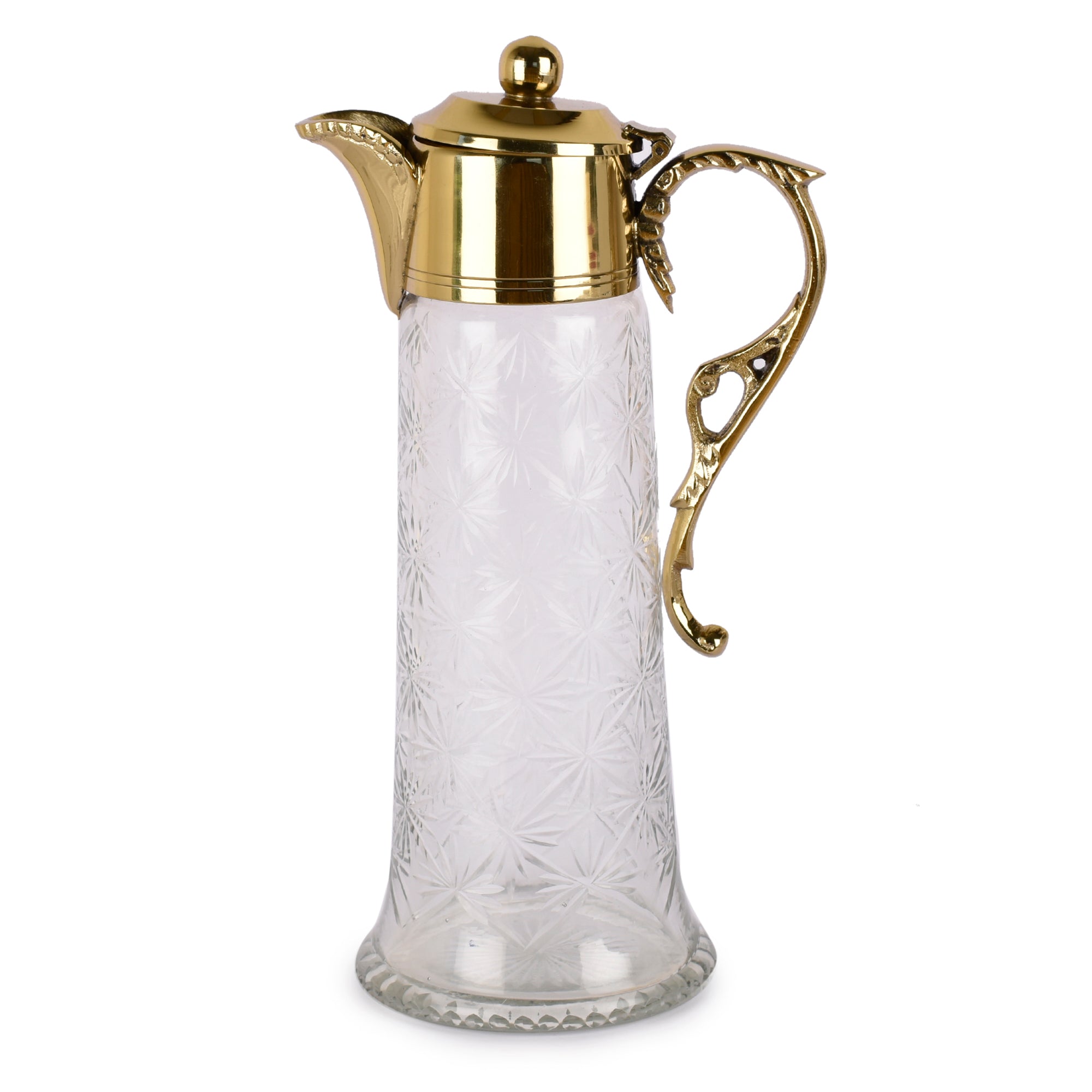 Neer Brass and Glass Jug - Gold Finish