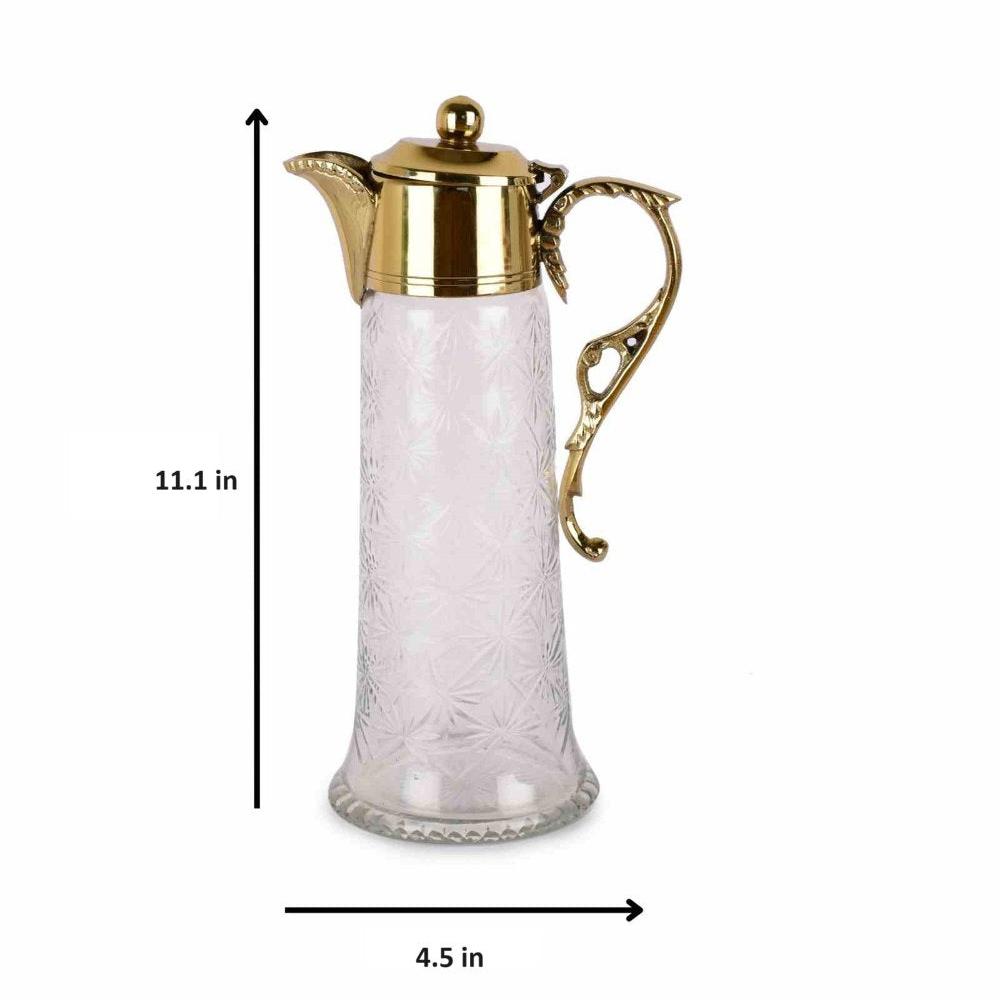 Manor House Neer Brass and Glass Jug 1Ltr - Gold Finish