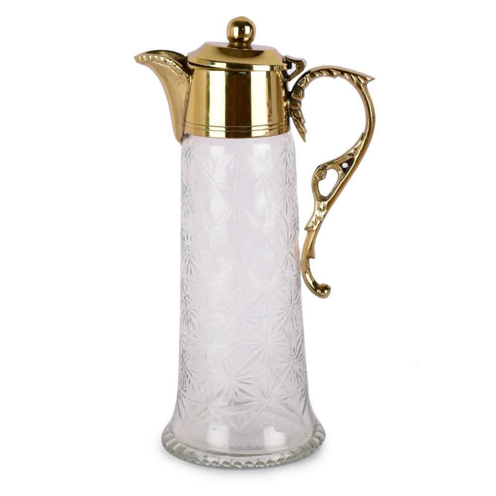Manor House Neer Brass and Glass Jug 1Ltr - Gold Finish