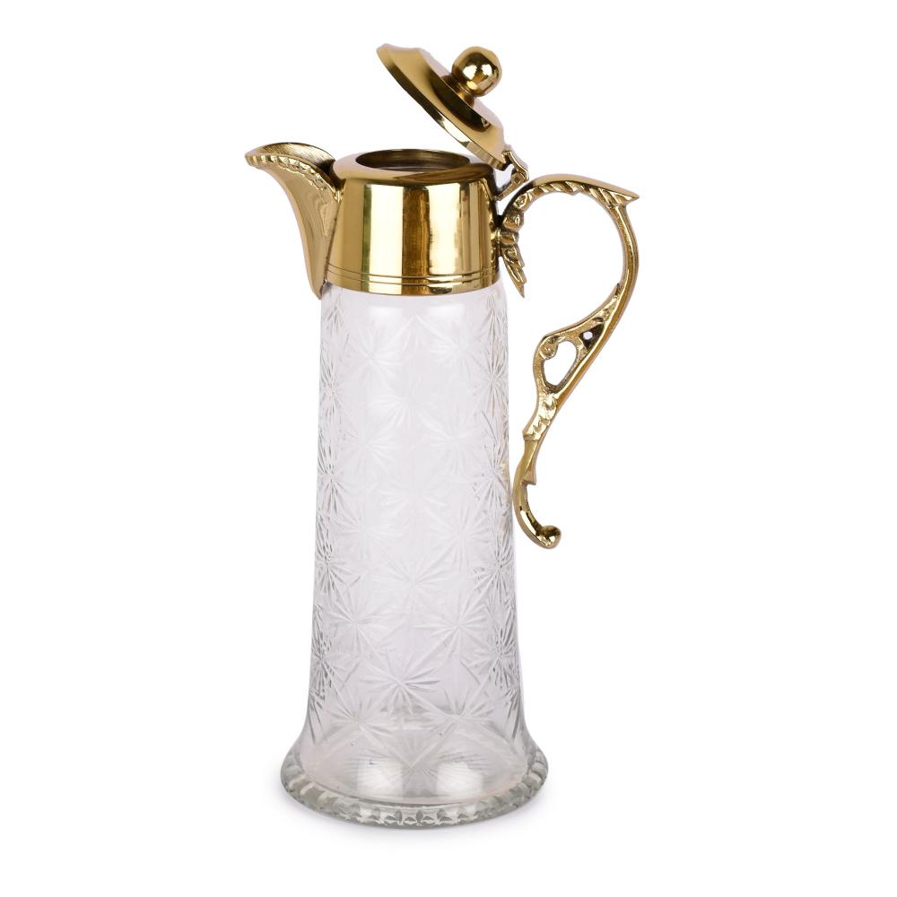 Manor House Neer Brass and Glass Jug 1Ltr - Gold Finish