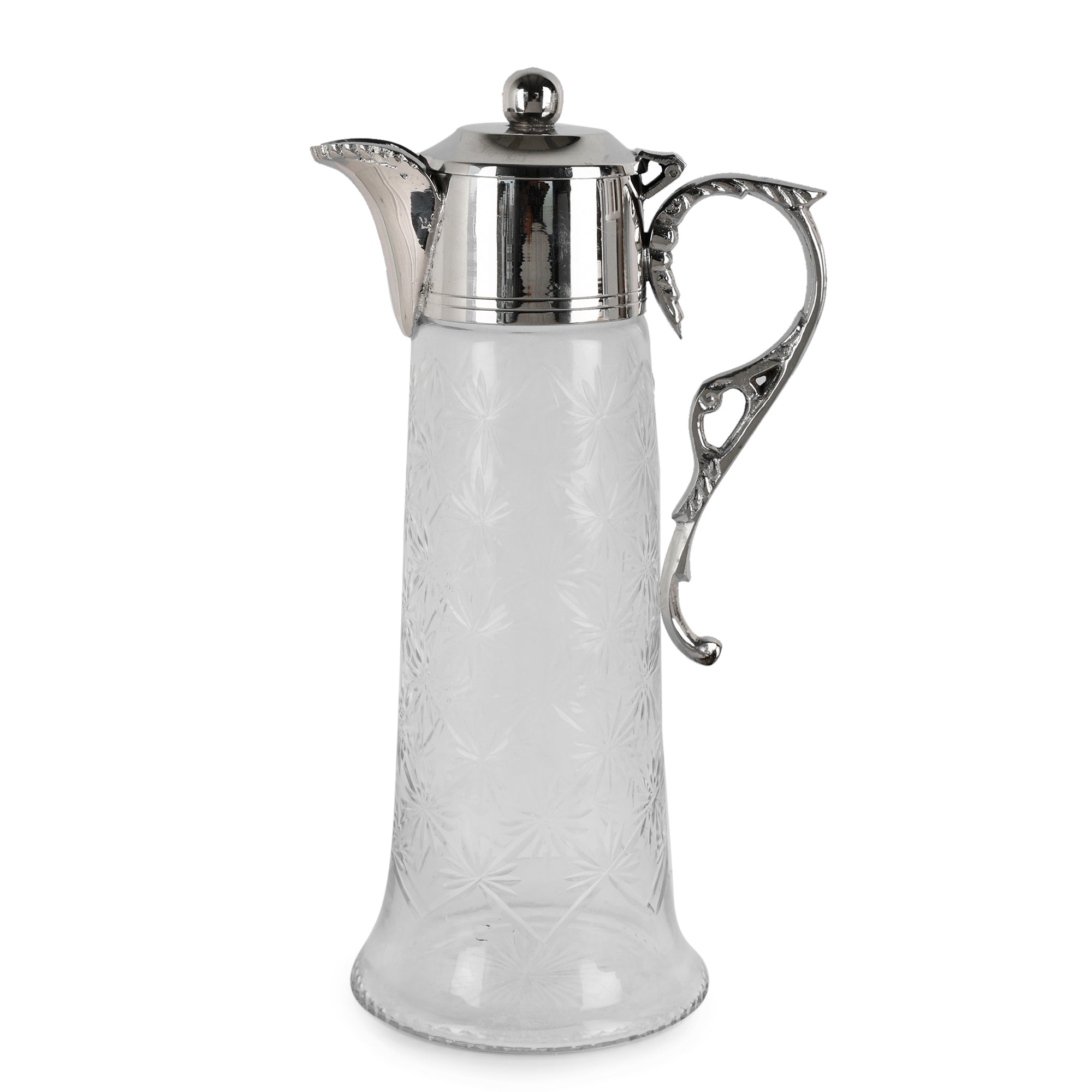 Neer Brass and Glass 14.5 inch Tall Jug - Silver Finish