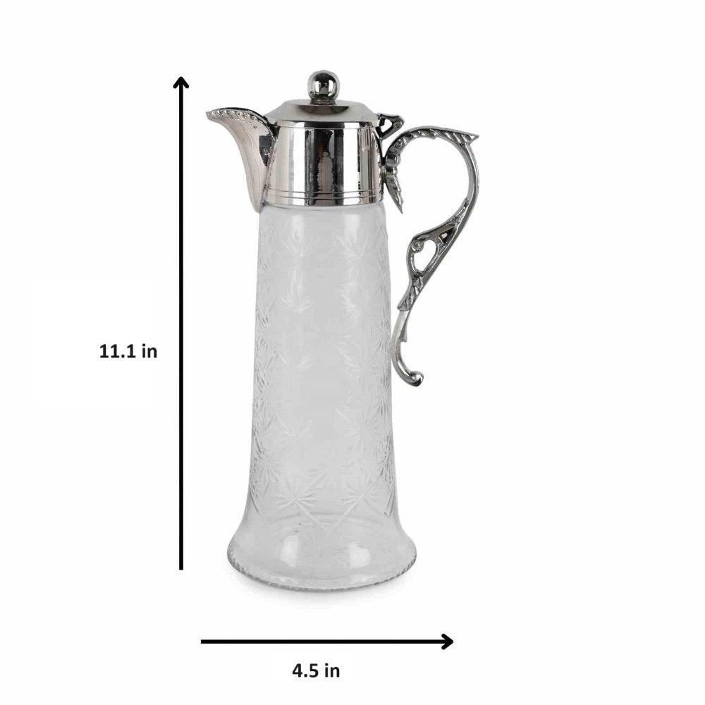 Manor House Neer Brass and Glass Jug 1Ltr - Silver Finish