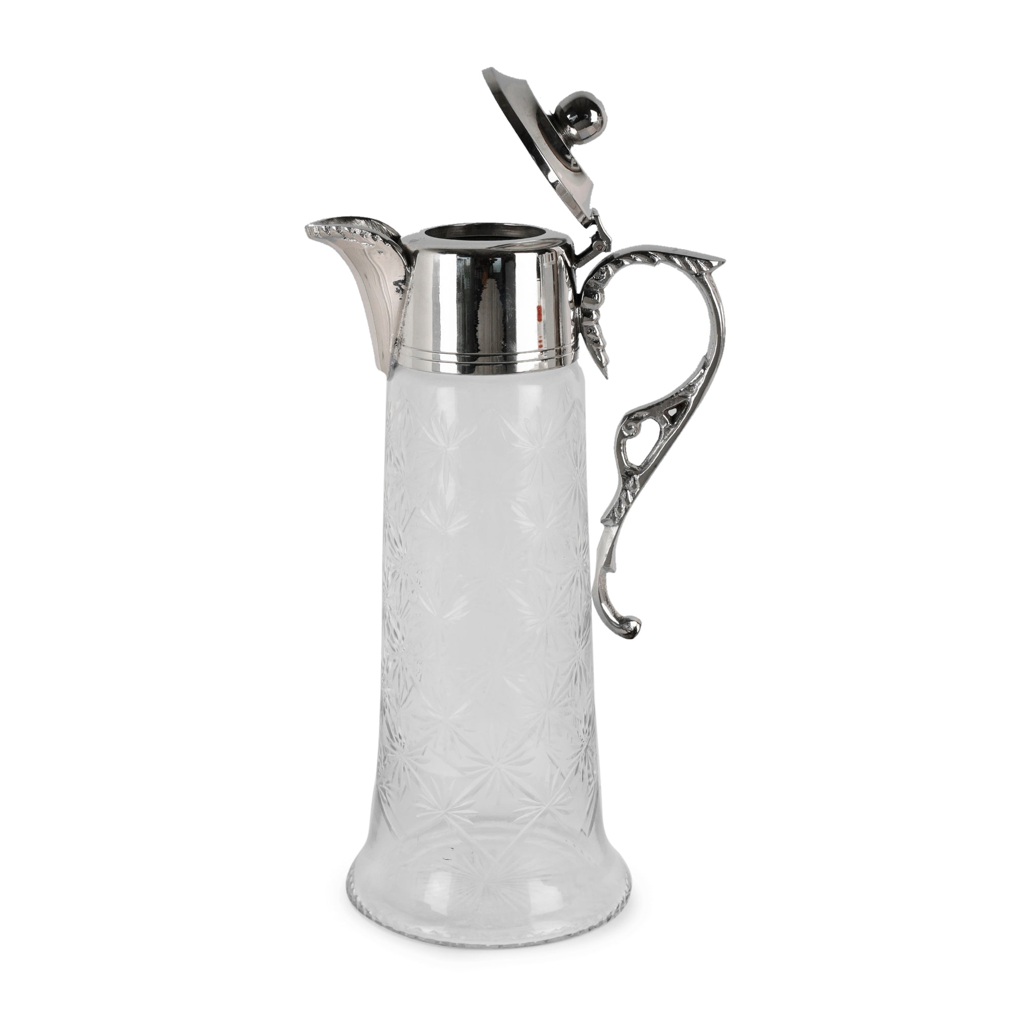 Neer Brass and Glass 14.5 inch Tall Jug - Silver Finish