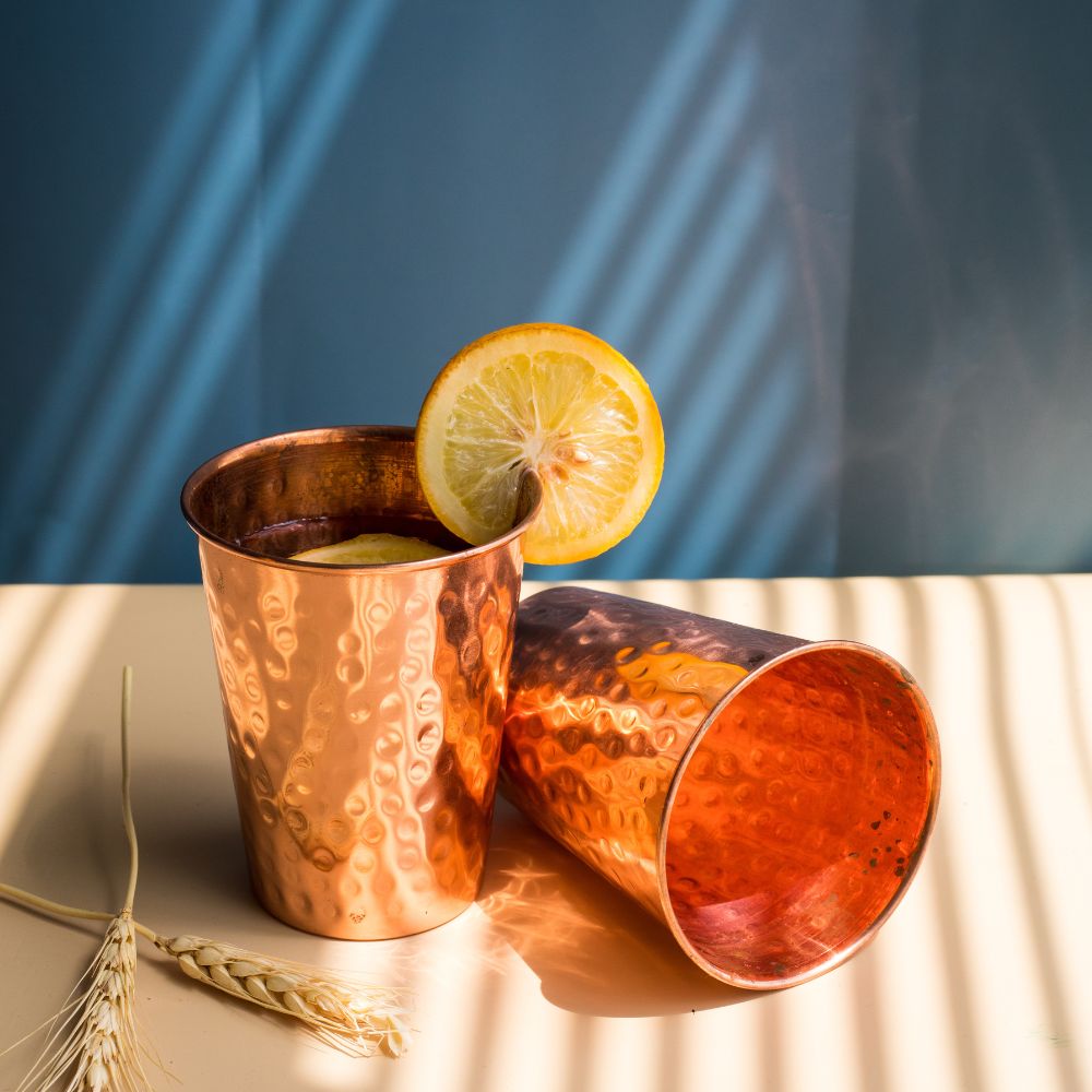 Copper Drinking Glasses Set of 2