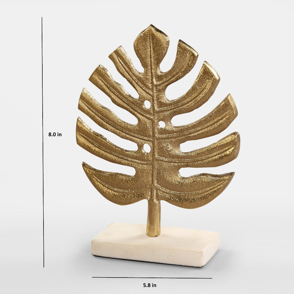 Big Gold Leaf Sculpture With Marble Base