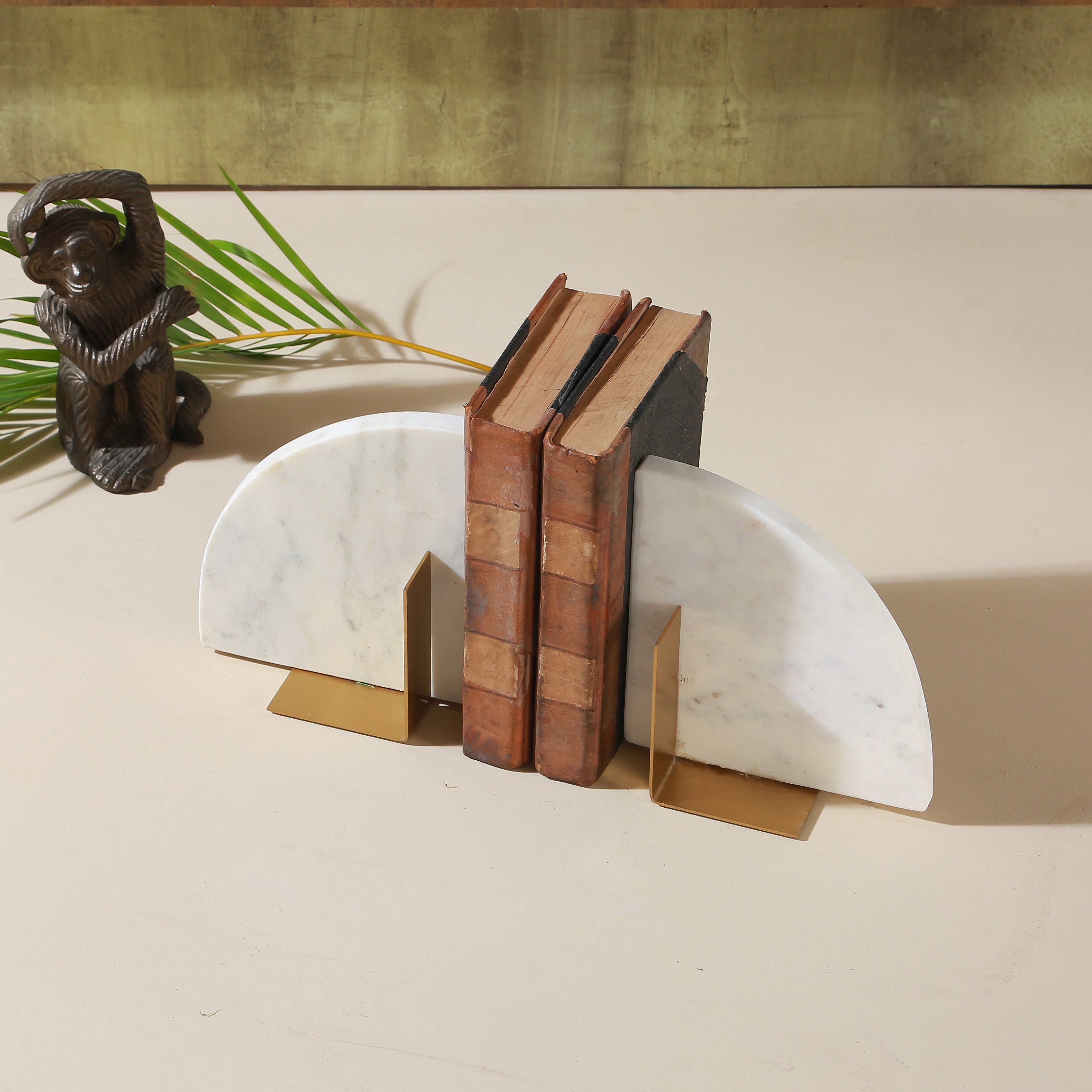 Ujaala Marble and Metal Bookend Set of 2