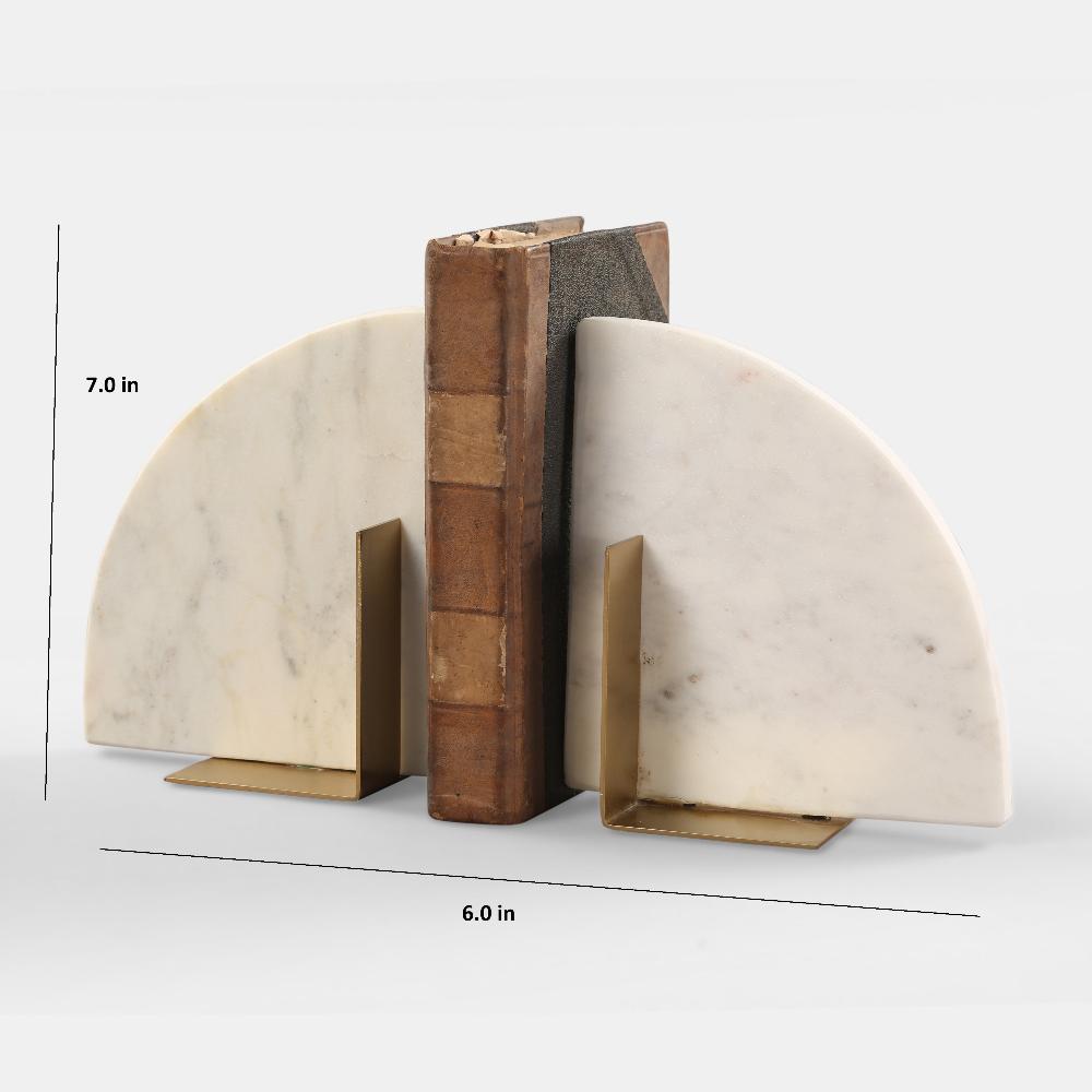 Ujaala Marble and Metal Bookend Set of 2