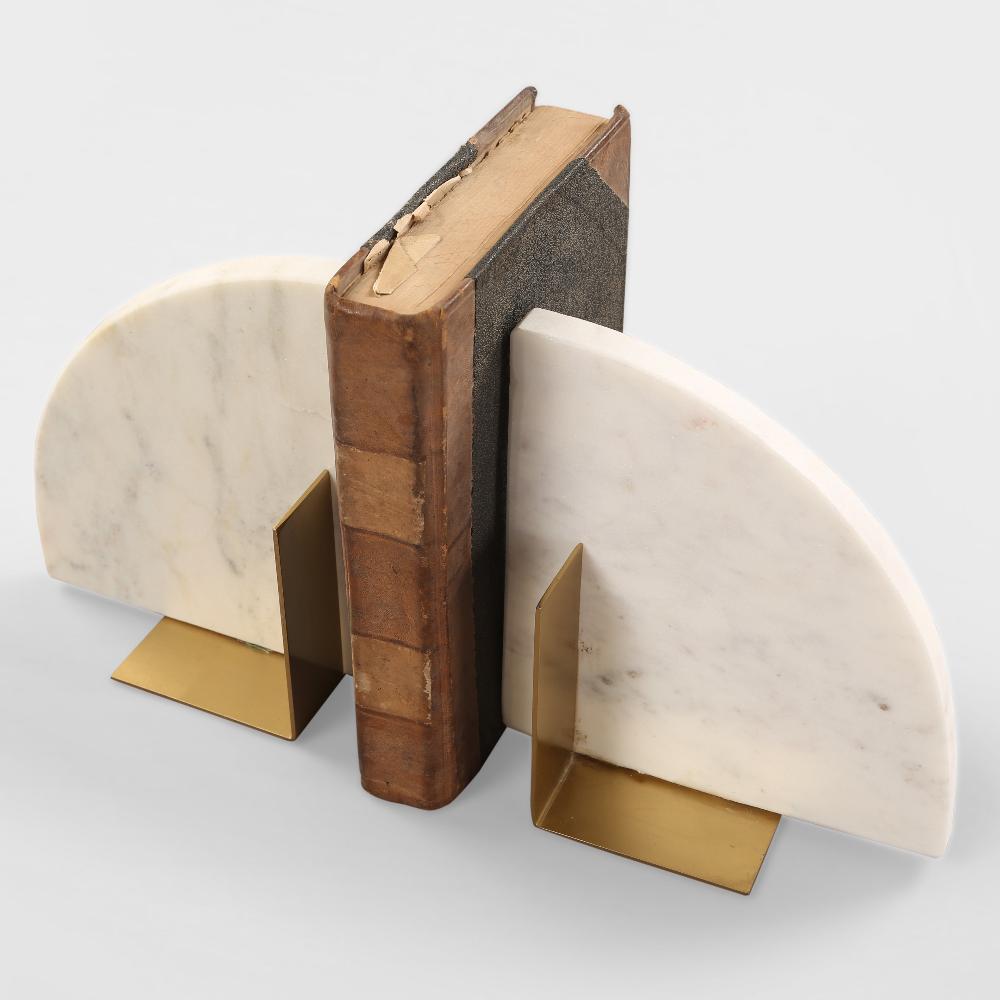 Ujaala Marble and Metal Bookend Set of 2