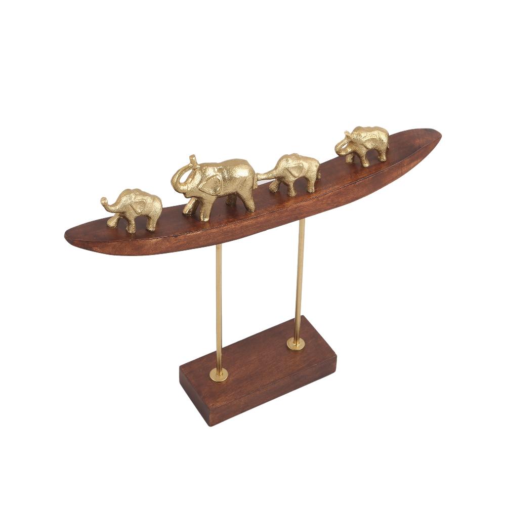 Elephant Family Sculpture on Stand