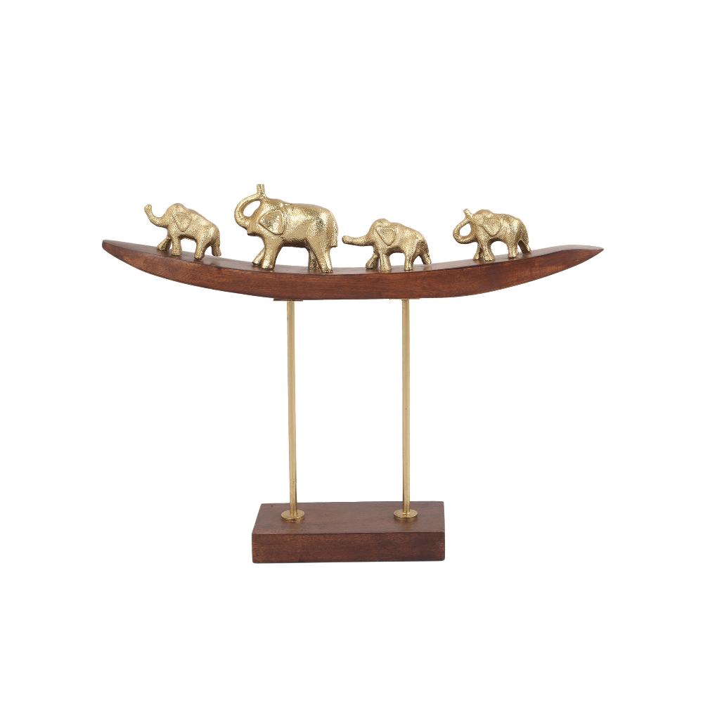Elephant Family Sculpture on Stand