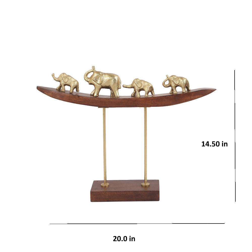 Elephant Family Sculpture on Stand