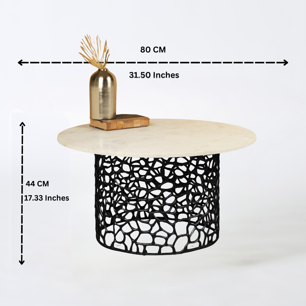 Dolce Marble Top Round Coffee Table for Living Room