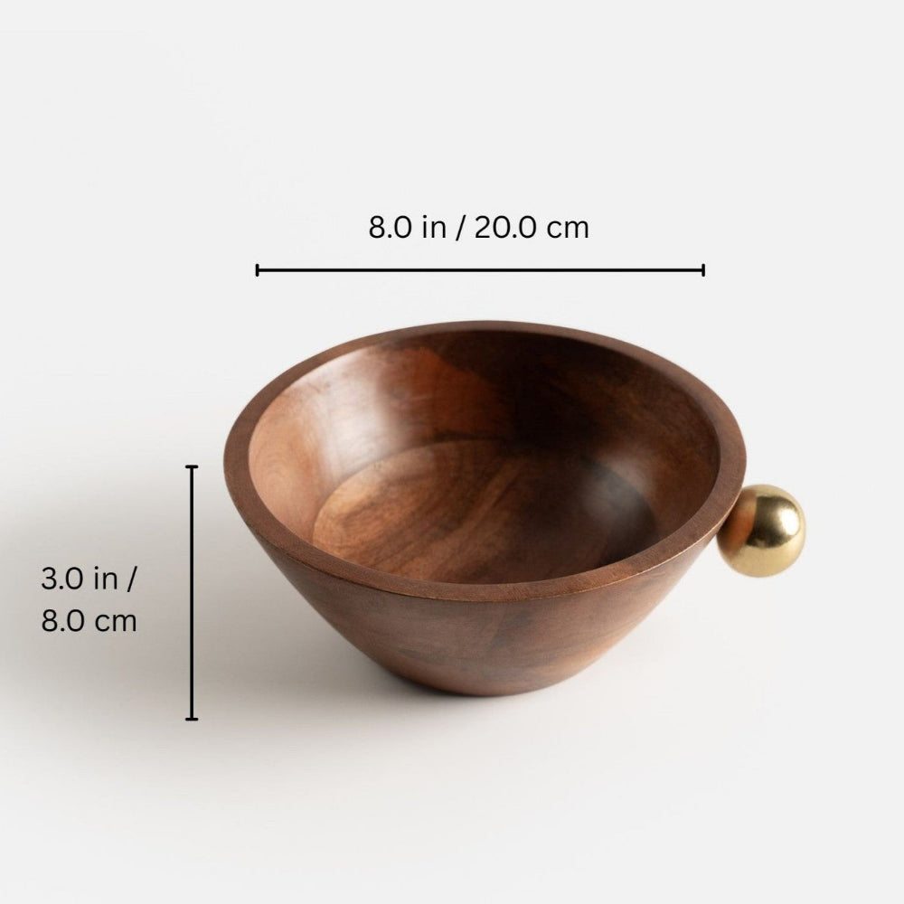 Wooden bowl with measurements on a white background