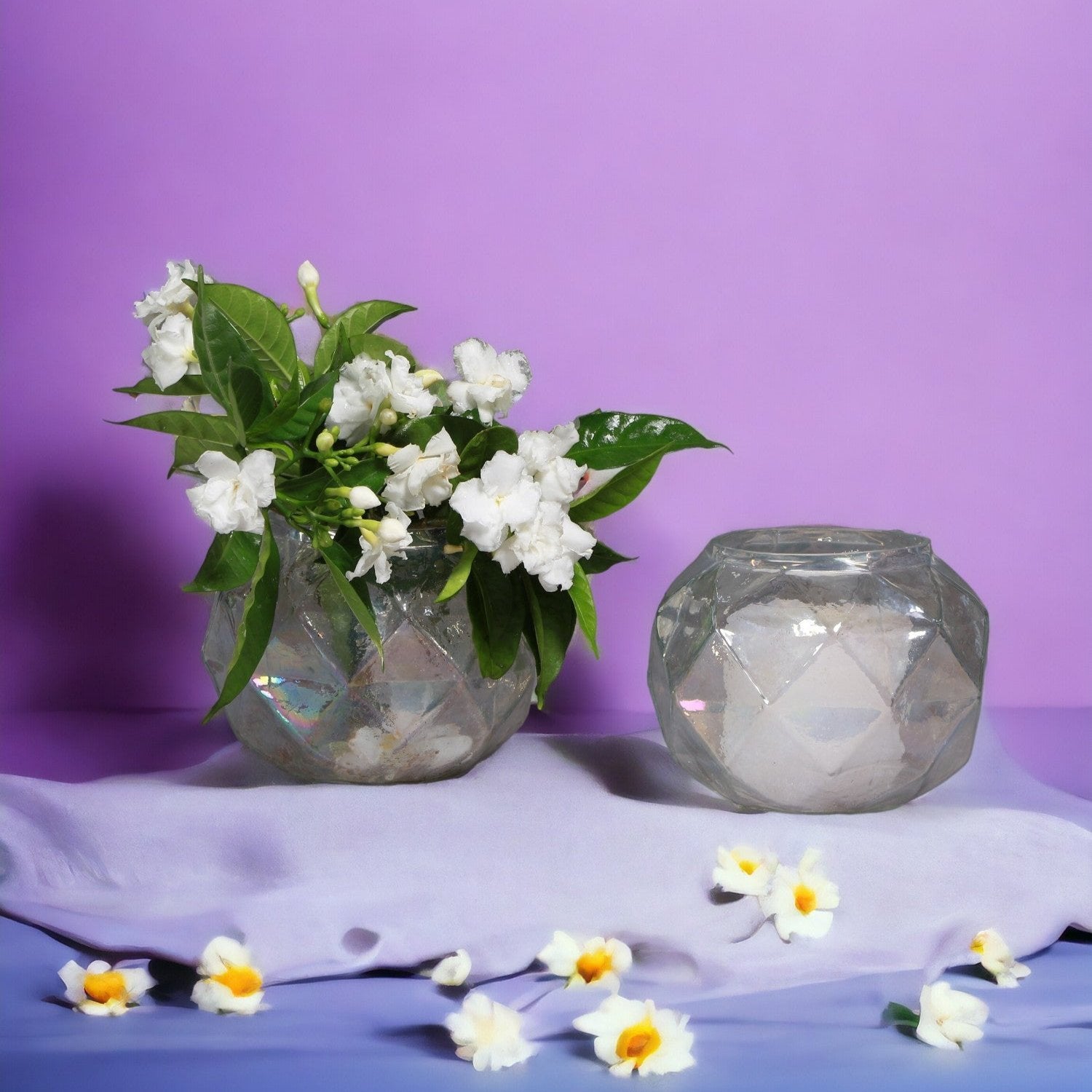 Rainbow Glass Votive cum Vase 5.5  inches (set of 2)