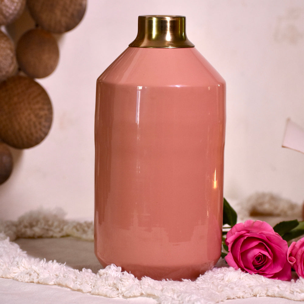 Merak Pink Metal Vase 9 inches
