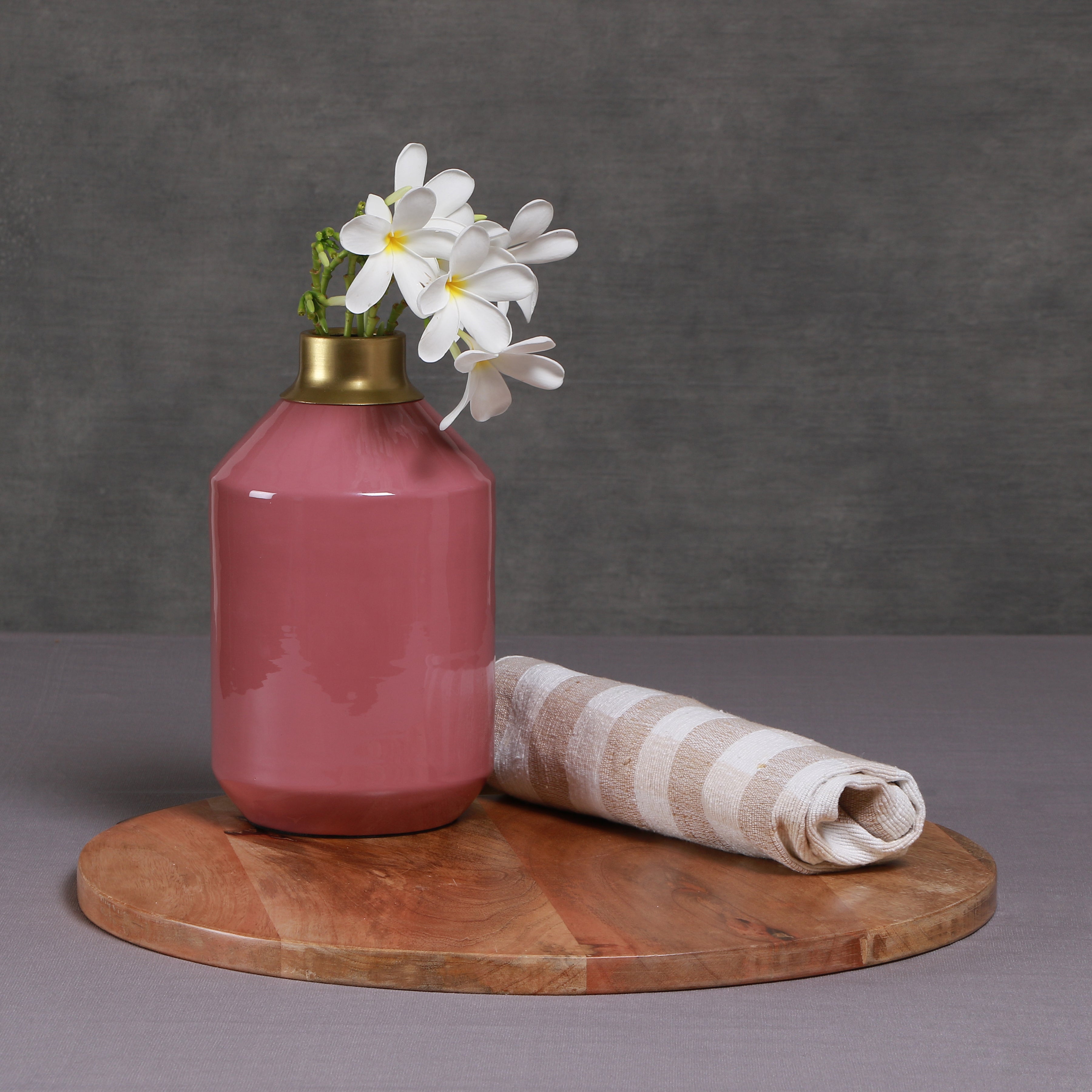 Merak Pink Metal Vase 9 inches