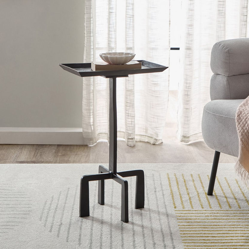 Crisp Black Aluminum Accent End Table