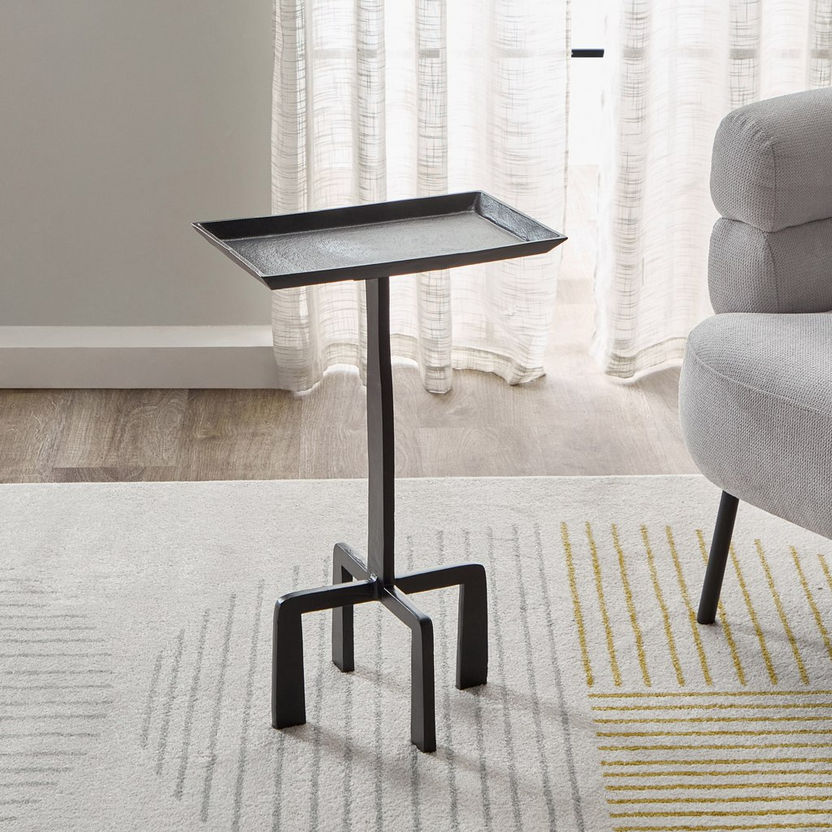 Crisp Black Aluminum Accent End Table