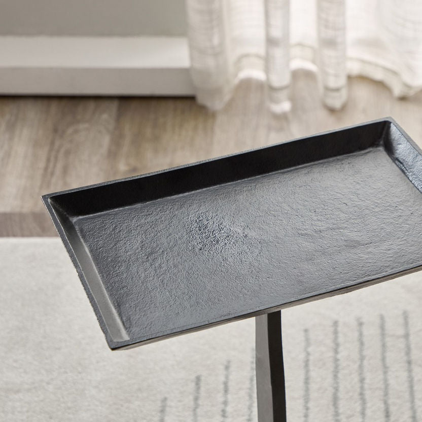 Crisp Black Aluminum Accent End Table