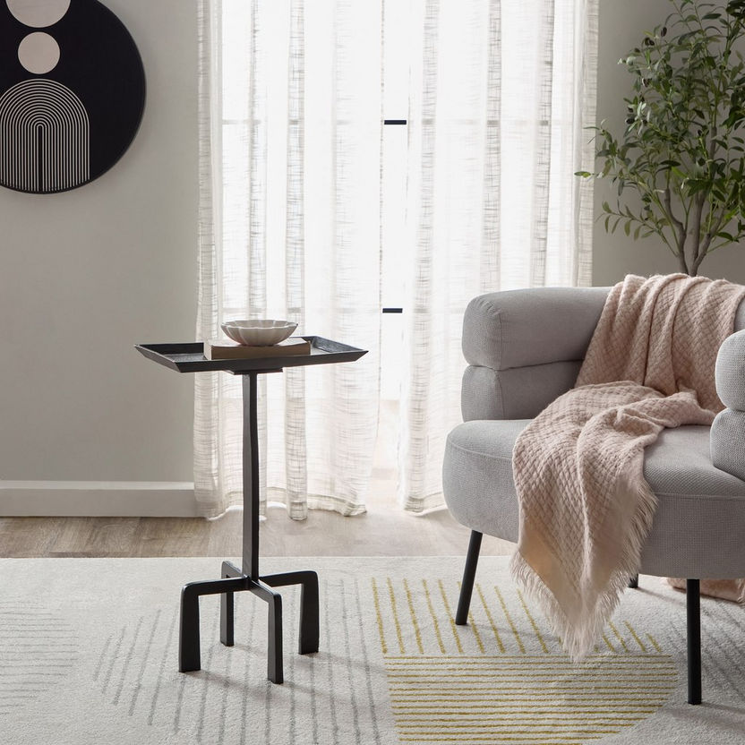 Crisp Black Aluminum Accent End Table