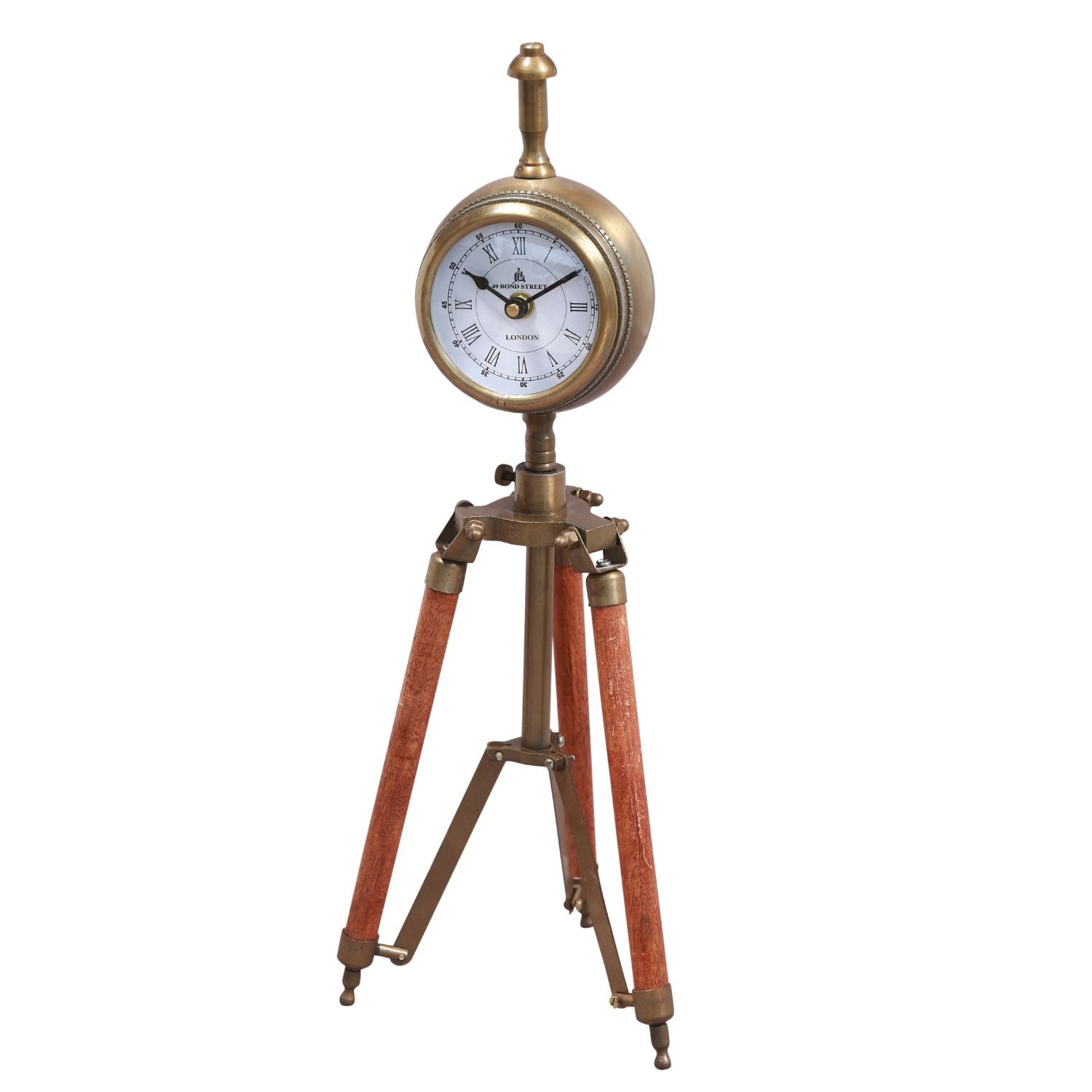 Antique Brass Tripod clock 16.8 inches