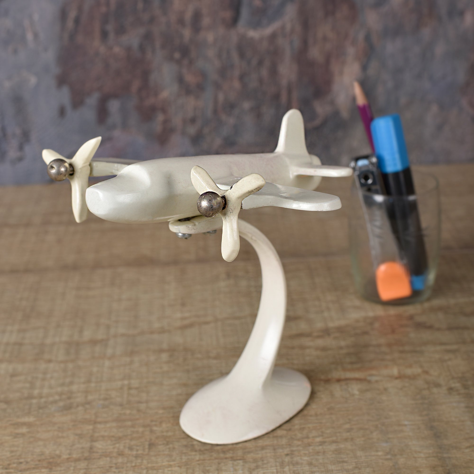 Aeroplane Sculpture 7 inches tall- White Ivory