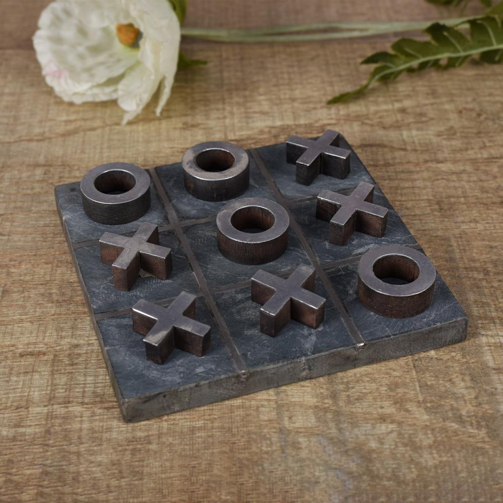 Manor House Tic Tac Toe Marble and Metal- Knots and Crosses