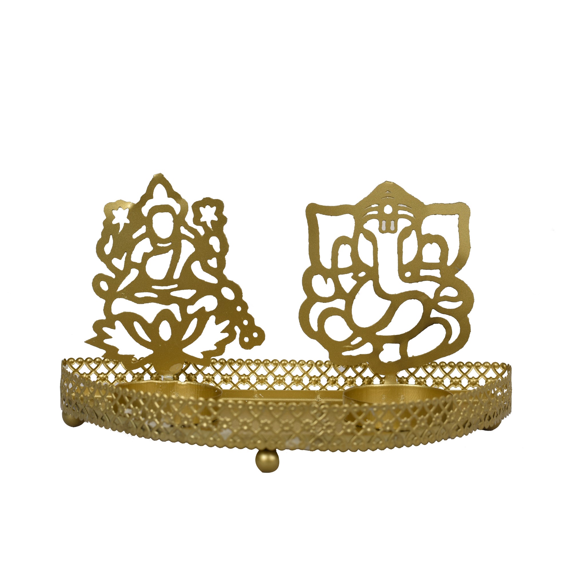 Roshni Lakshmi Ganesh Tealight Holder 4x7 inches