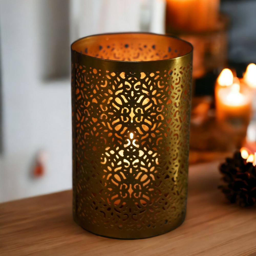 Manor House Roshni Jaali Pillar Candle Holder 6 inches