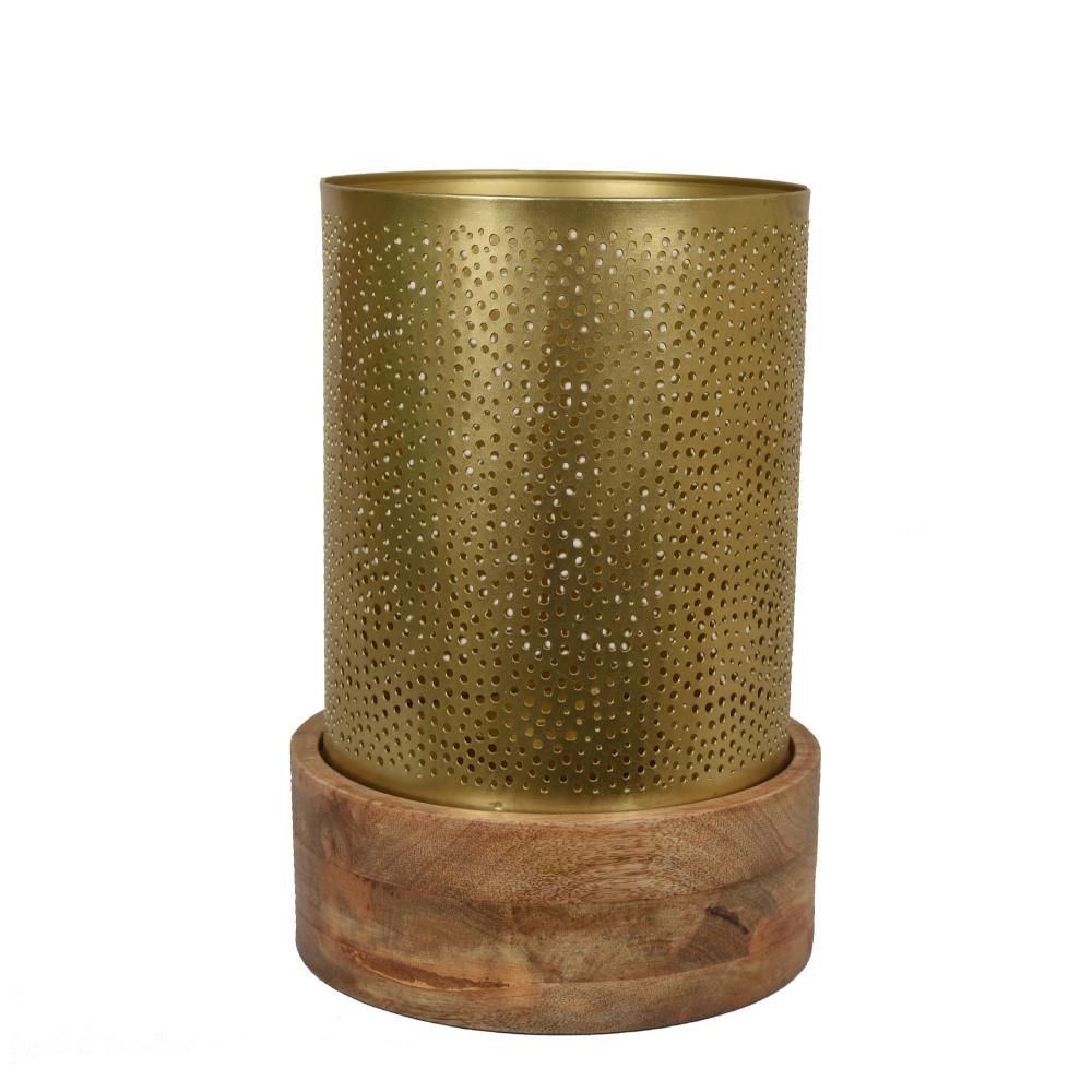 Manor House Roshni Jaali Candle Holder with Wooden Base 12 inches