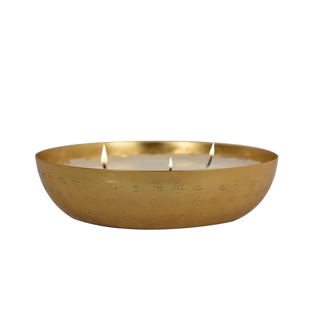 Manor House Roshni Scented Flovored Wax Filled Metal Bowl Urli 7 inches
