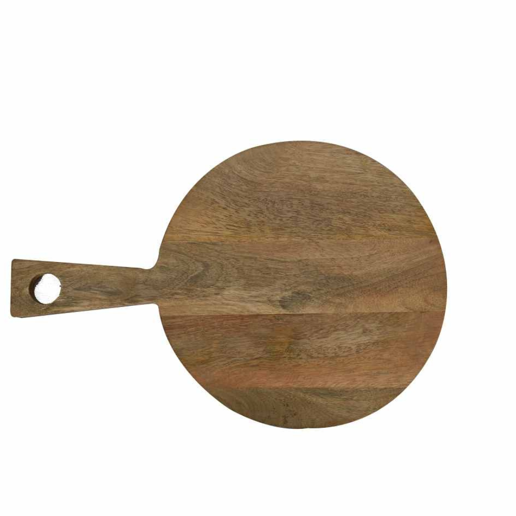 Aachman Wooden Round Wide Platter with Handle 17 inches