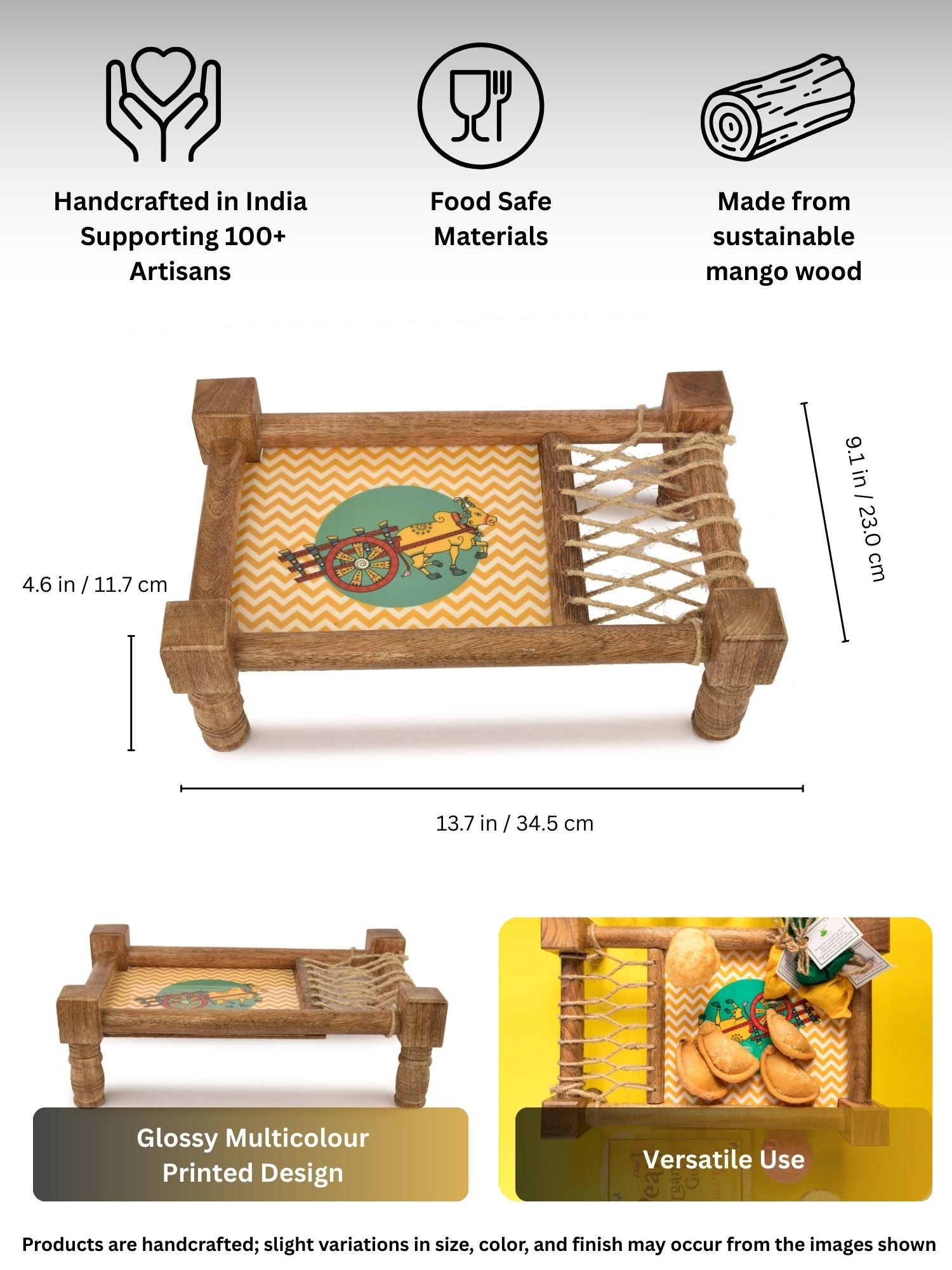 Manor House Bahaar Wooden Charpai (Khatiya) Platter
