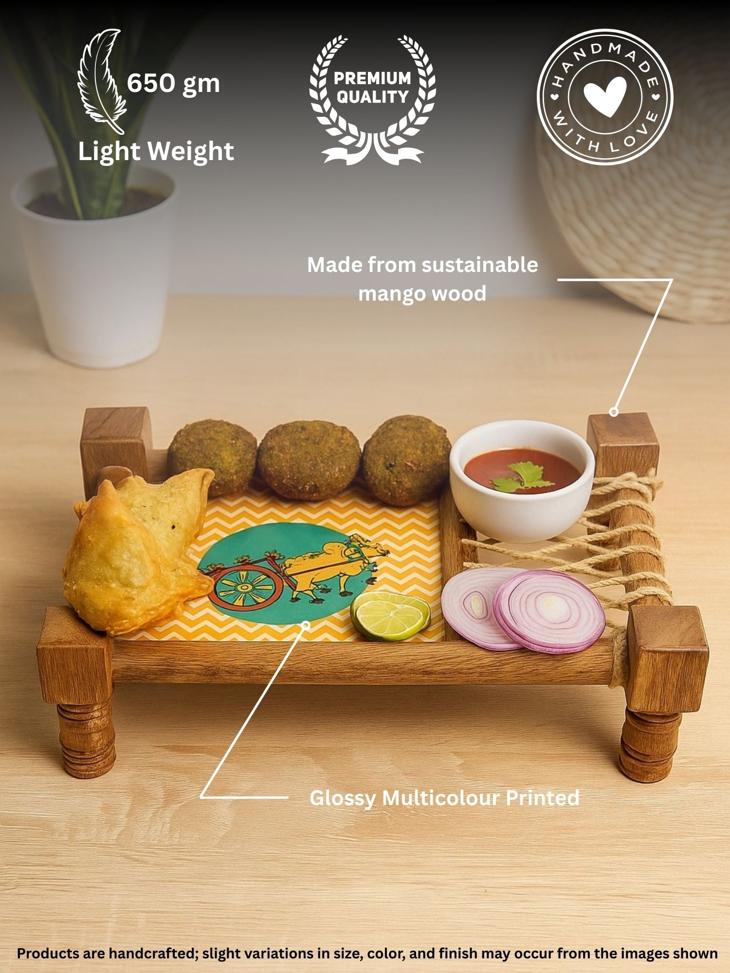 Bahaar Wooden Charpai (Khatiya) Platter