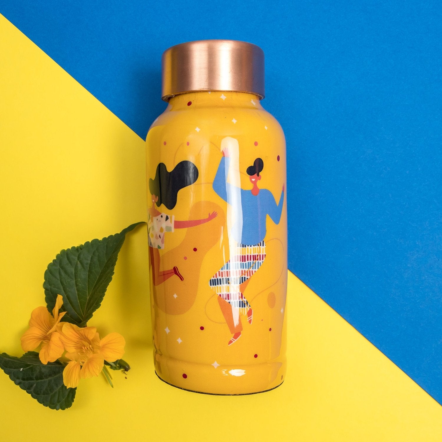 Udaan Yellow Printed  Copper Bottle 500ml