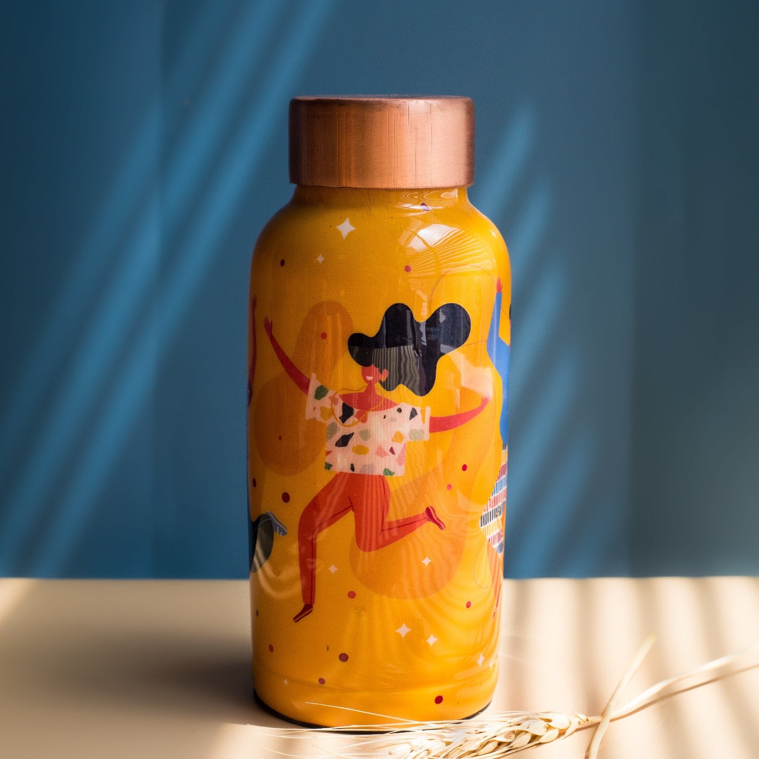 Udaan 500ml Yellow Printed Copper Bottle