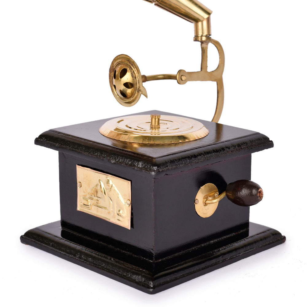 Gold-Toned Handcrafted Antique Music Decorative Gramophone Showpiece