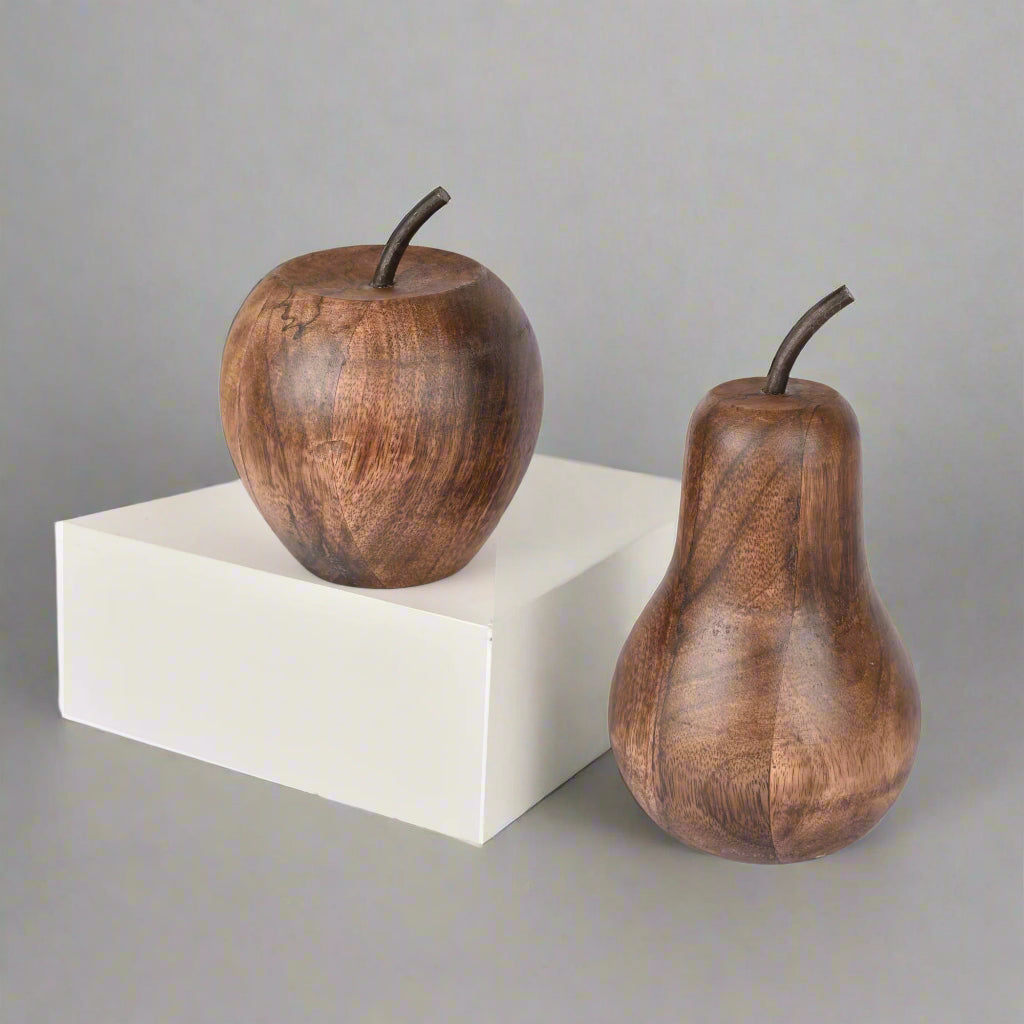 Achaman Mango Wood Pear and Apple Decorative set of 2