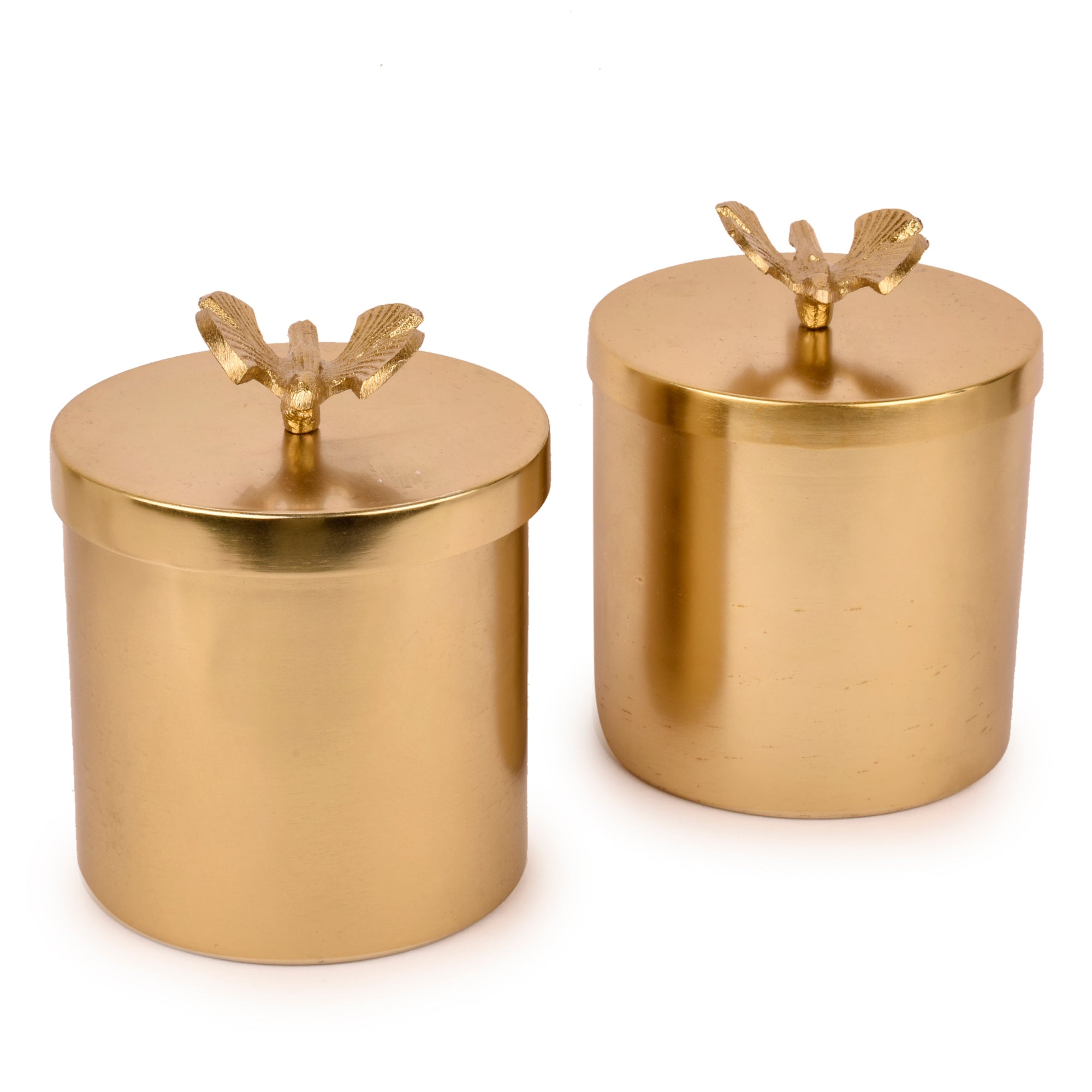 Waterfly Jars Gold Finish Set of 2 with Tray