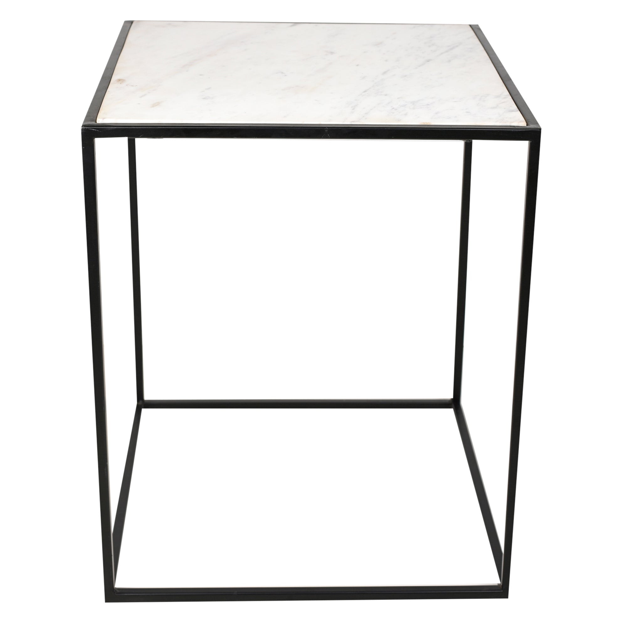 Square White Marble Top With Black Stand - 18x22 inches