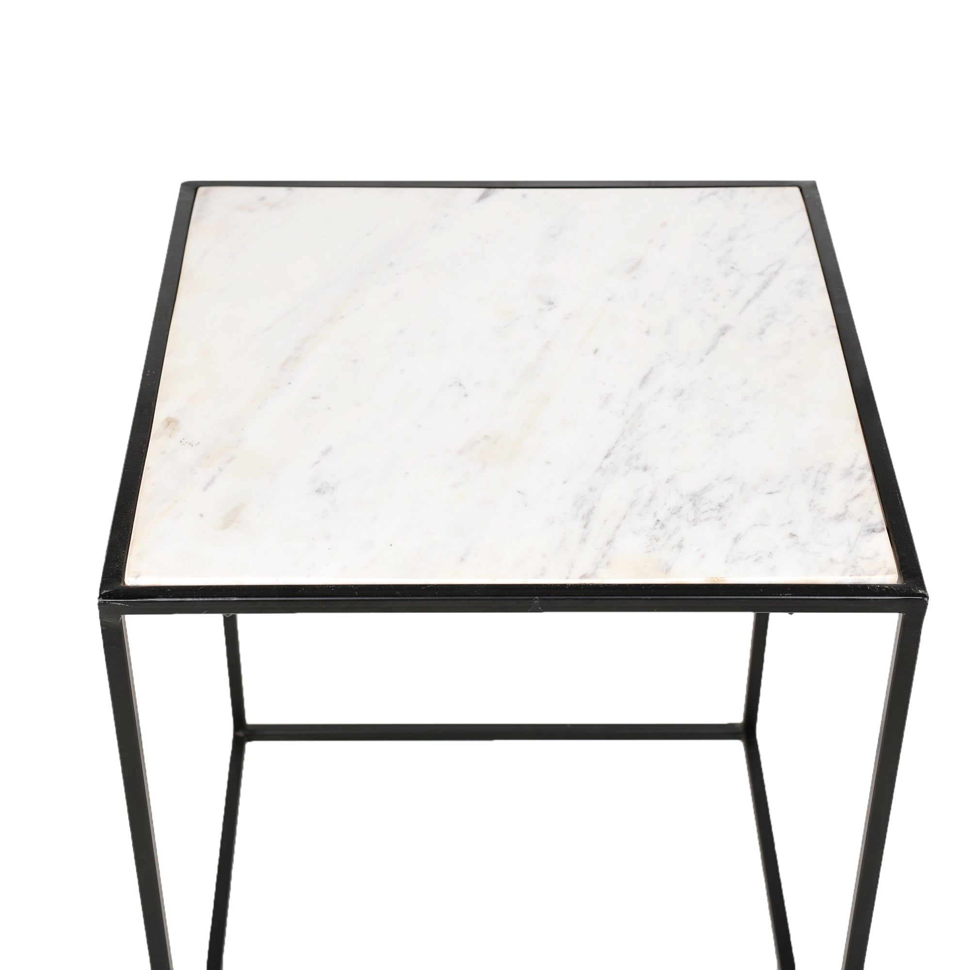 Square White Marble Top With Black Stand - 18x22 inches